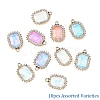 10Pcs UV Plating Alloy with Mixed Color Glass Rhinestone Pendants FIND-YW0009-03E-1