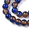 Two-Tone Crackle Baking Paint Transparent Glass Beads Strands X-CCG-T004-8mm-05-2