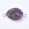 Natural Druzy Quartz Crystal Links connectors G-P252-04-2