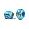 Flower Printed Opaque Acrylic Rondelle Beads SACR-S305-27-C02-3