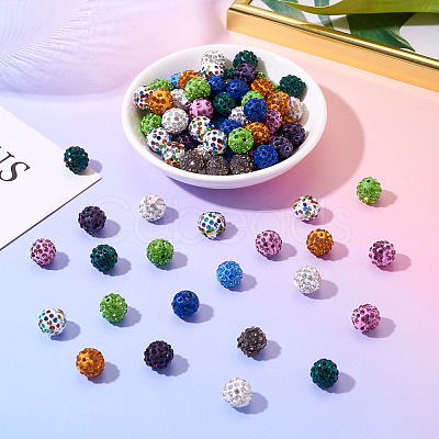 100Pcs 10 Colors Handmade Polymer Clay Rhinestone Beads RB-TA0001-19-1