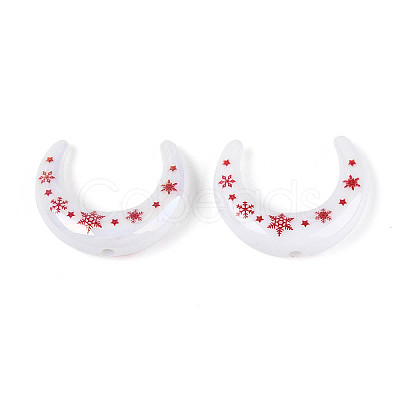 Christmas UV Plating Printed Opaque Acrylic Beads MACR-N018-07A-1