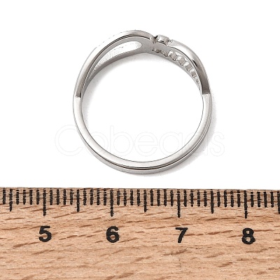 304 Stainless Steel Micro Pave Cubic Zirconia Finger Rings for Women RJEW-A104-01P-1