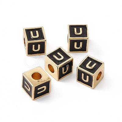 Rack Plating Brass Enamel Beads KK-B060-04G-01U-1