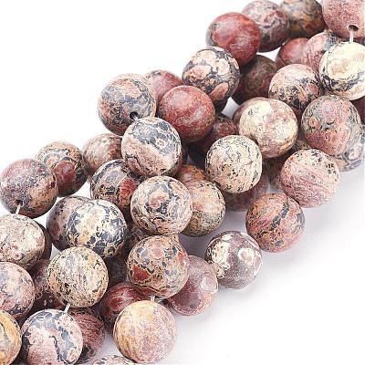 Natural Red Leopard Skin Jasper Beads Strands GSR12mmC066-1