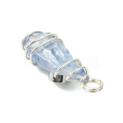 2Pcs Electroplated Natural Quartz Crystal Dyed Copper Wire Wrapped Pendants PALLOY-JF03168-02-1