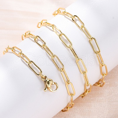 Brass Paperclip Chains Necklaces for Women NJEW-D302-69G-1