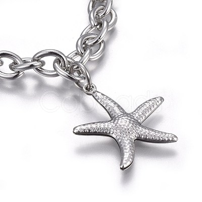 Tarnish Resistant 304 Stainless Steel Charm Bracelets BJEW-L637-28-P-1