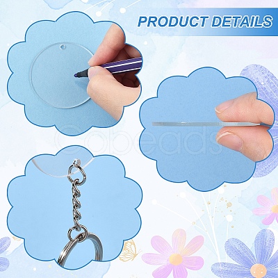 50Pcs Transparent Acrylic Disc Big Pendants TACR-YW0003-12-1