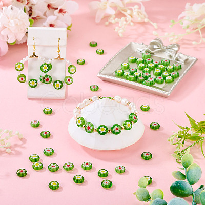 50Pcs 2 Colors Handmade Millefiori Lampwork Beads LAMP-TADJ0001-03D-1