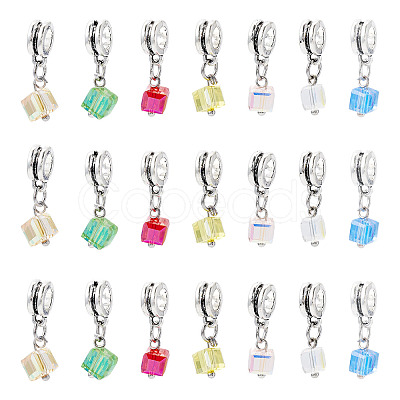 105Pcs 7 Colors Electroplate Transparent Glass Charms PALLOY-TAC0231-1