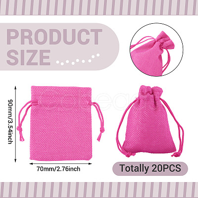 20Pcs Rectangle Polyester Imitation Burlap Packing Pouches Drawstring Bags ABAG-TA0001-95E-1