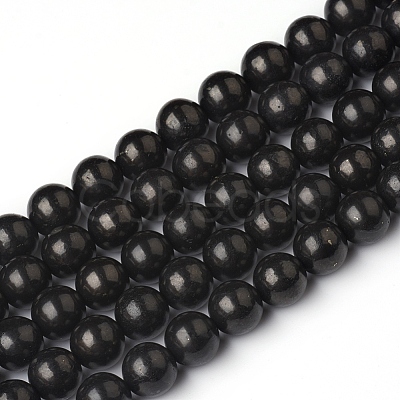 Natural Shungite Beads Strands G-I271-C03-8mm-1