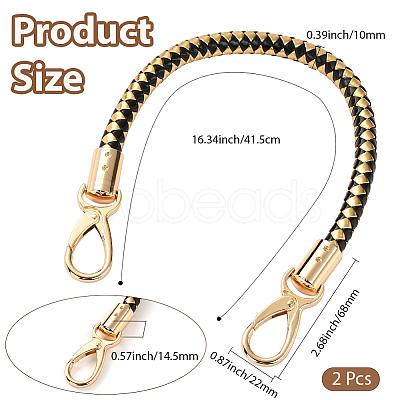 CutHollow 2Pcs Braided Round PU Leather Bag Straps Bag Handles FIND-CL0001-02C-1