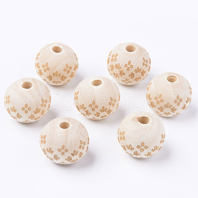 Unfinished Natural Wood European Beads LS-WOOD-S057-023B-1