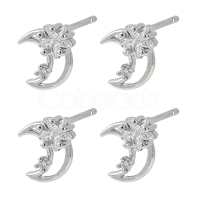 SHEGRACE Brass Micro Pave Cubic Zirconia Stud Earrings XGRQ4N495-709P-1