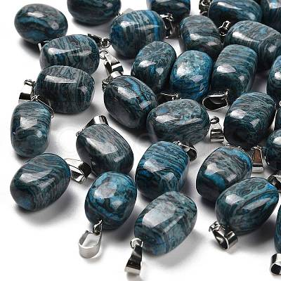 Natural Blue Agate(Dyed & Heated) Pendants G-Z067-03P-07-1