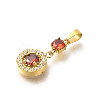 Ion Plating(IP) 304 Stainless Steel Micro Pave Cubic Zirconia Pendants STAS-H228-03G-03-1