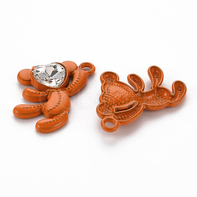 Spray Painted Alloy Rhinestone Pendants PALLOY-Q433-033E-RS-1