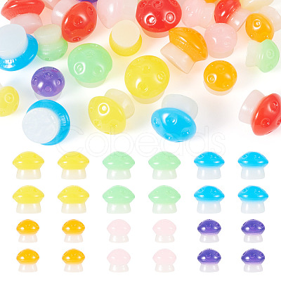 30Pcs 2 Styles Luminous Resin Mushroom Ornament RESI-TA0004-02C-1