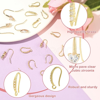 16Pcs 8 Styles Brass Earring Hooks KK-YW0003-83-1