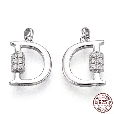 Rhodium Plated 925 Sterling Silver Micro Pave Cubic Zirconia Charms STER-T004-12P-1