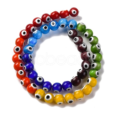 Chakra Theme Handmade Evil Eye Lampwork Beads Strands LAMP-G164-06B-1