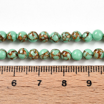 Synthetic Gold Line Turquoise Beads Strands G-A255-A03-04B-1