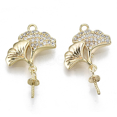 Brass Micro Pave Cubic Clear Zirconia Peg Bails Pendants KK-N232-128-NF-1
