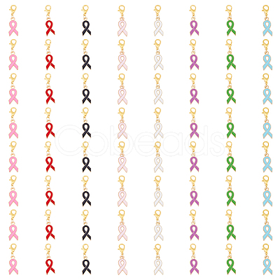 SUPERFINDINGS 8 Sets Awareness Ribbon Alloy Enamel Pendant Decorations HJEW-FH0001-42-1