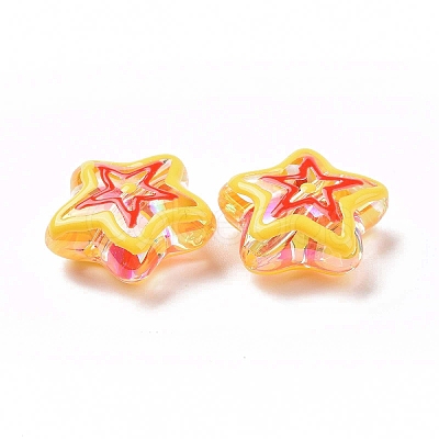 UV Plating Rainbow Iridescent Acrylic Beads OACR-A018-04E-1