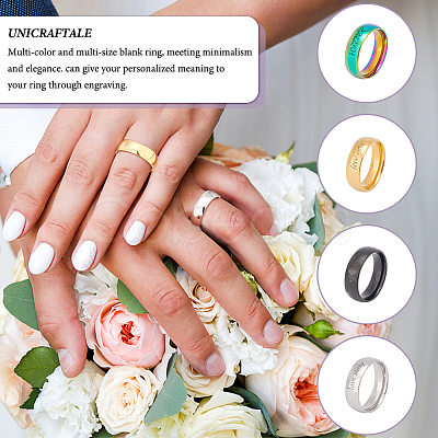 16Pcs 4 Colors 201 Stainless Steel Plain Band Finger Ring for Women RJEW-UN0002-41-1