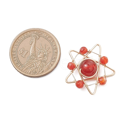 Natural Carnelian Copper Wire Wrapped Pendants PALLOY-TA00368-02-1