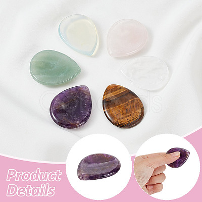 6Pcs 6 Styles Natural & Synthetic Gemstone Teardrop Decorations AJEW-GA0007-89-1