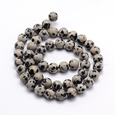 Natural Dalmatian Jasper Round Bead Strands G-J303-19-6mm-1