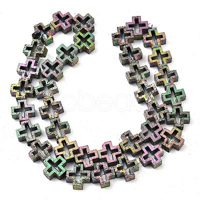 Electroplated Natural Lava Rock Beads Strands G-K388-02B-1