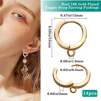 14Pcs Brass Hoop Earrings KK-BBC0014-51-1