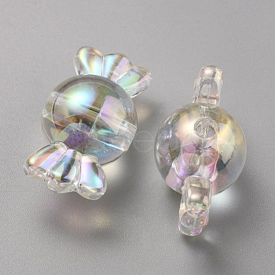 UV Plating Rainbow Iridescent Acrylic Beads PACR-E001-01H-1