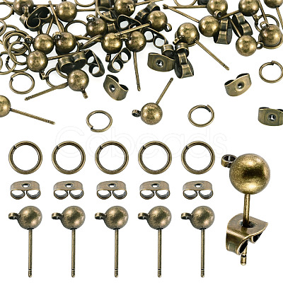 20Pcs Brass Ball Post Stud Earring Findings FIND-TA0011-06AB-1