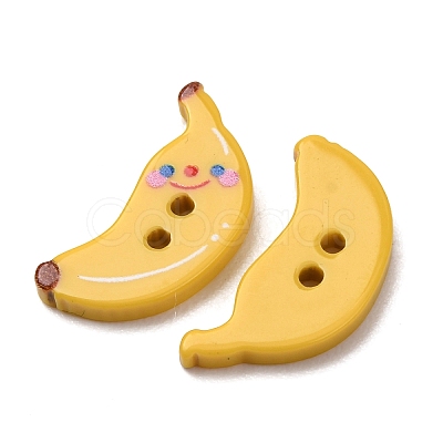 2-Hole Printed Opaque Resin Buttons RE-CBA2C75-04D-1