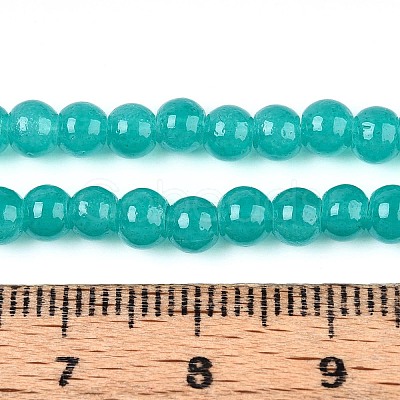 Baking Paint Imitation Jade Glass Round Bead Strands DGLA-Q021-4mm-07-1-1
