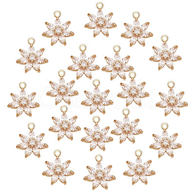 Brass Micro Pave Clear Cubic Zirconia Pendants KK-NB0001-19-1