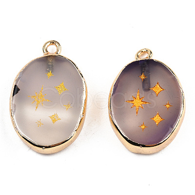 Natural Agate Pendants G-N326-155E-1