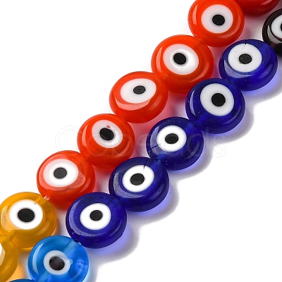 Chakra Theme Handmade Evil Eye Lampwork Beads Strands LAMP-G164-07C-1