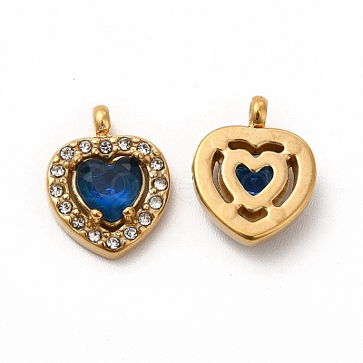 PVD Vacuum Plating 304 Stainless Steel Cubic Zirconia Pendants STAS-A076-02G-02-1