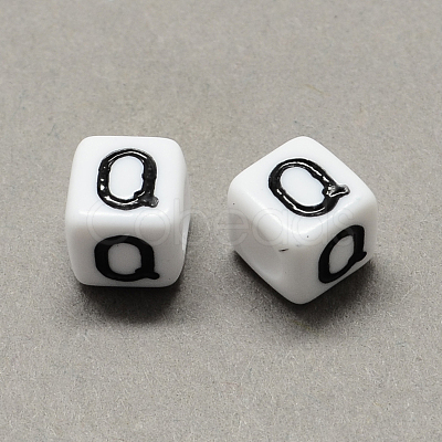 Large Hole Acrylic Letter European Beads SACR-Q103-8mm-01Q-1