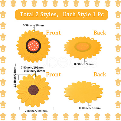 2Pcs 2 Style Flower Silicone Hot Pads AJEW-GF0011-17A-1