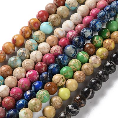 Dyed Natural Regalite/Imperial Jasper/Sea Sediment Jasper Beads Strands G-B124-C01-1