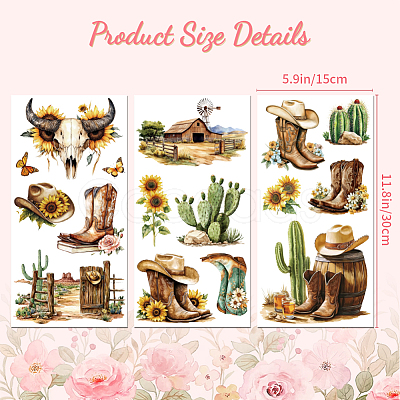 3 Sheets 3 Styles PVC Waterproof Decorative Stickers DIY-WH0404-487-1
