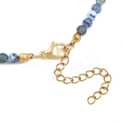 Synthetic Turquoise & Dyed Natural Agate Faceted Round Beaded Starfish 304 Stainless Steel Pendant Necklaces for Women NJEW-JN05458-02-1